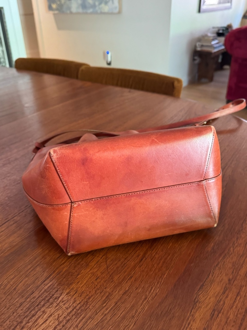 Mansur Graviel Bucket Bag - Veg Tanned with blue leather interior - Picture 6 of 7